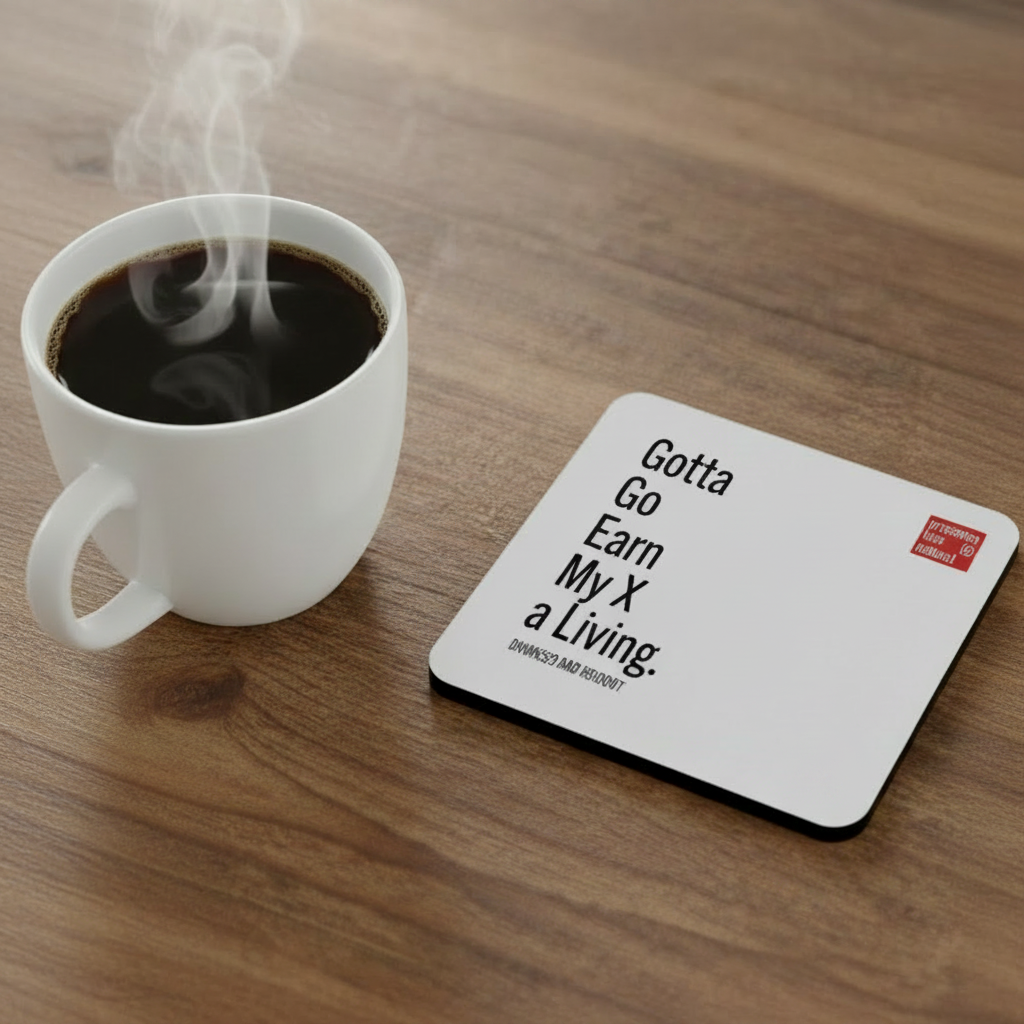 Gotta Go Earn My X a Living | Corkwood Coaster Set