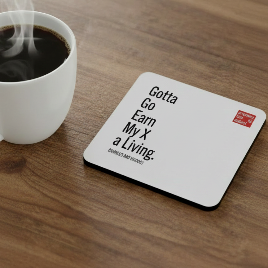 Gotta Go Earn My X a Living | Corkwood Coaster Set