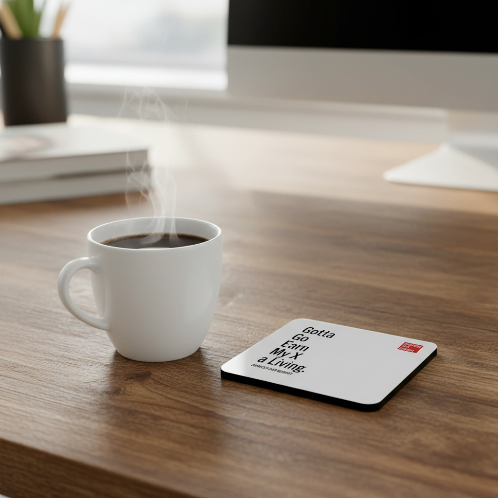 Gotta Go Earn My X a Living | Corkwood Coaster Set