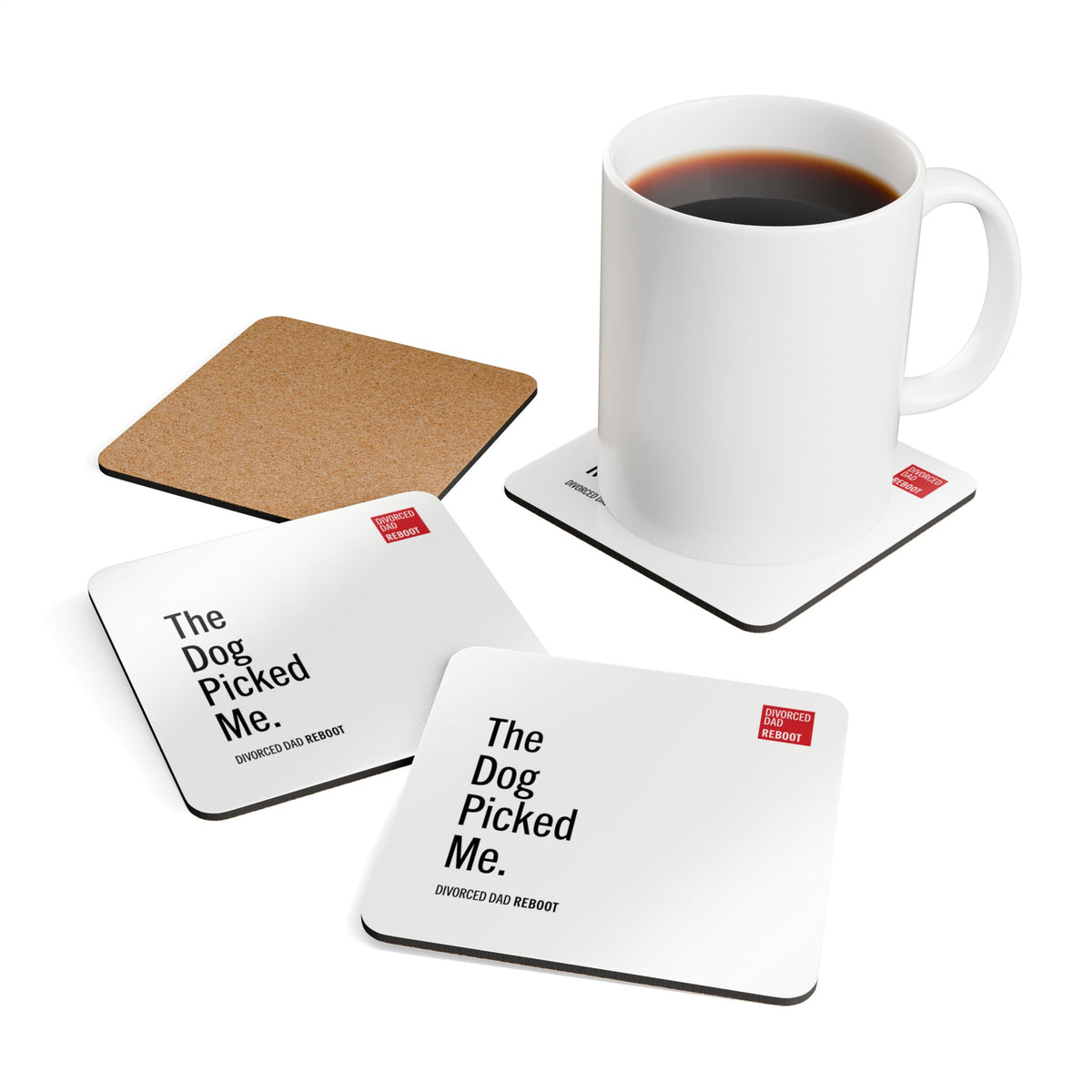 The Dog Picked Me | Corkwood Coaster Set | Divorced Dad Gift
