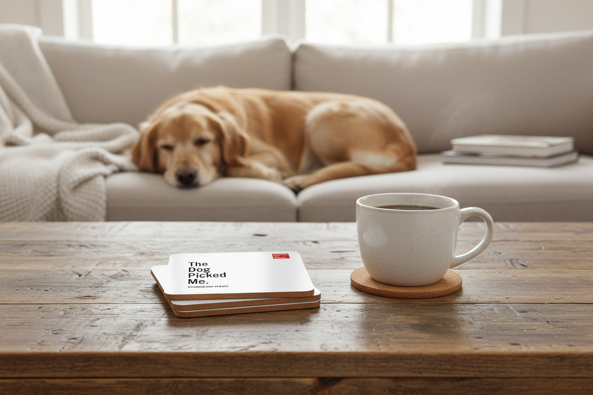 The Dog Picked Me | Corkwood Coaster Set | Divorced Dad Gift